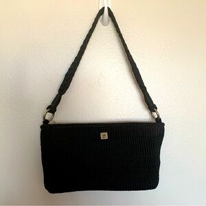 Lina Elegant Black Woven Shoulder Bag